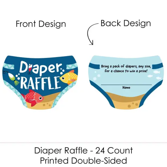 Big Dot of Happiness Let's Go Fishing - Diaper Shaped Raffle Ticket Inserts - Fish Themed Baby Shower Activities - Diaper Raffle Game - Set of 24 {3}