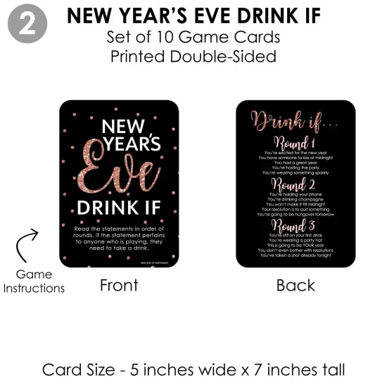 Big Dot of Happiness Rose Gold Happy New Year - 4 New Years Eve Party Games - 10 Cards Each - Gamerific Bundle {7}