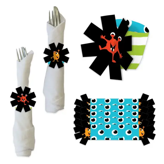 Big Dot of Happiness Monster Bash - Little Monster Birthday Party or Baby Shower Paper Napkin Holder - Napkin Rings - Set of 24 {1}