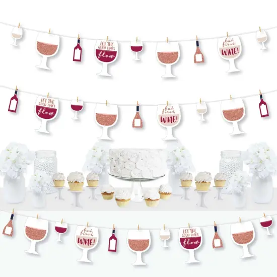 Big Dot of Happiness But First, Wine - Wine Tasting Party DIY Decorations - Clothespin Garland Banner - 44 Pieces {1}
