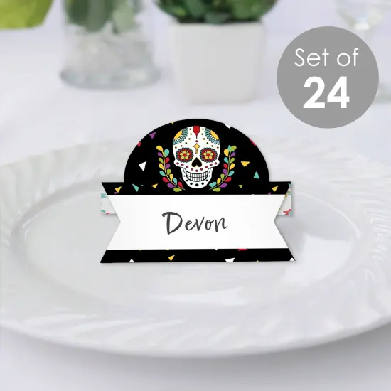 Big Dot of Happiness Day of the Dead - Halloween Sugar Skull Party Tent Buffet Card - Table Setting Name Place Cards - Set of 24 {3}