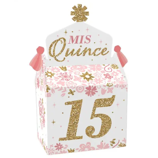 Big Dot of Happiness Mis Quince Anos - Treat Box Party Favors - Quinceanera Sweet 15 Birthday Party Goodie Gable Boxes - Set of 12 {1}