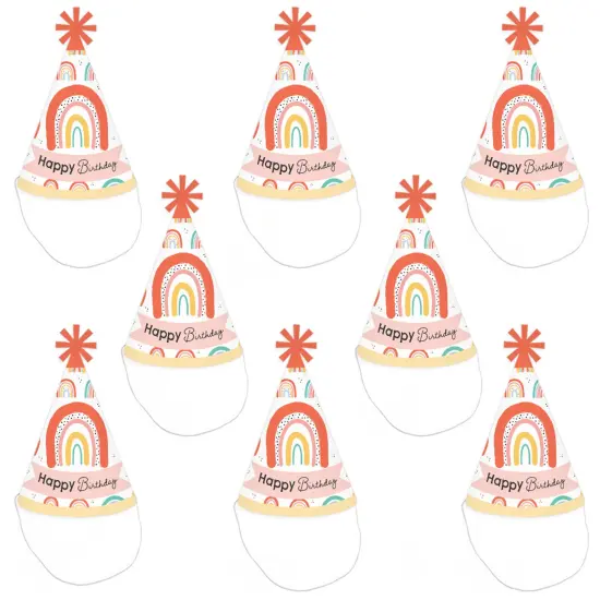Big Dot of Happiness Hello Rainbow - Cone Happy Birthday Party Hats for Kids and Adults - Set of 8 (Standard Size) {7}