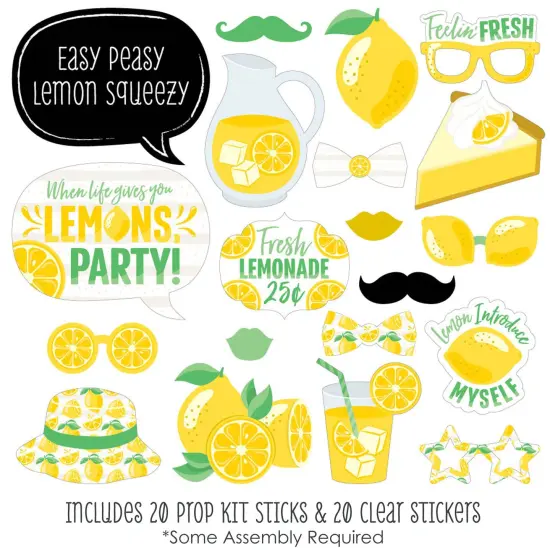 Big Dot of Happiness So Fresh - Lemon - Citrus Lemonade Party Photo Booth Props Kit - 20 Count {3}