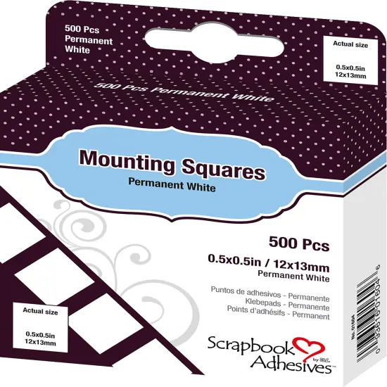 Scrapbook Adhesives Mounting Squares 500/Pkg-Permanent, White, .5"X.5" {2}