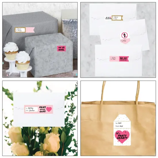 Big Dot of Happiness Be My Galentine - Assorted Galentine's & Valentine's Day Party Gift Tag Labels - To and From Stickers - 12 Sheets - 120 Stickers {7}