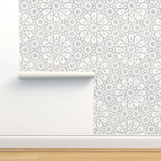 Peel & Stick Wallpaper 2FT Wide Moroccan Sand Tiles Geometric Home Decor Painted Bohemian Boho Style Custom Removable Wallpaper by Spoonflower {2}