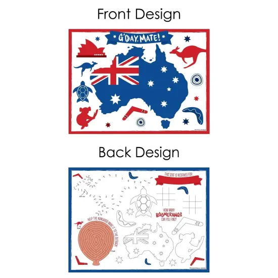 Big Dot of Happiness Australia Day - Paper G'Day Mate Aussie Party Coloring Sheets - Activity Placemats - Set of 16 {7}