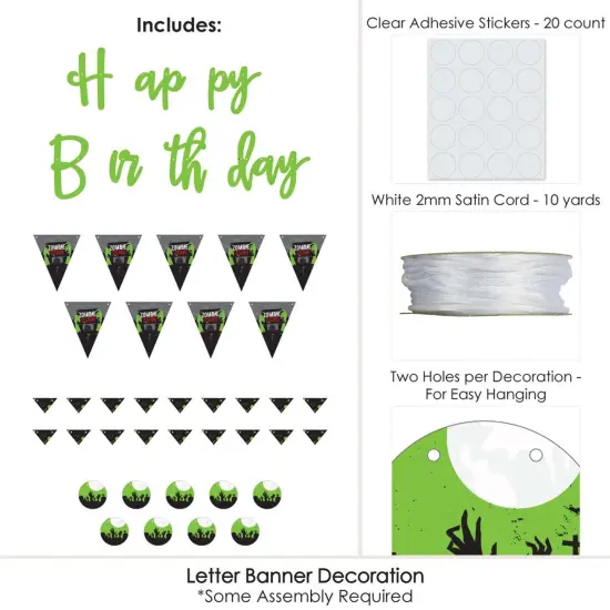 Big Dot of Happiness Zombie Zone - Birthday Zombie Crawl Party Letter Banner Decoration - 36 Banner Cutouts and Happy Birthday Banner Letters {6}