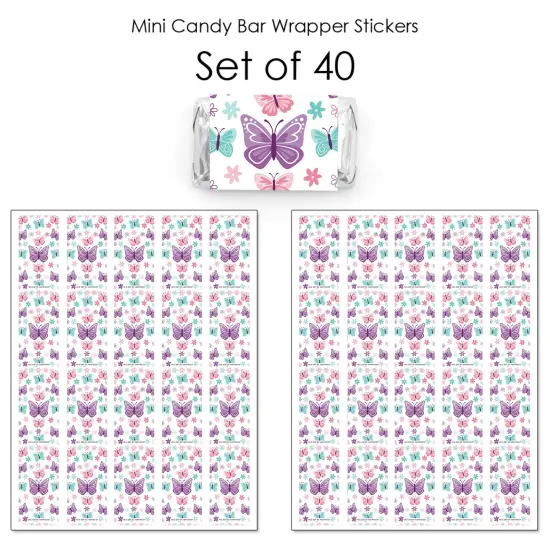 Big Dot of Happiness Beautiful Butterfly - Mini Candy Bar Wrapper Stickers - Floral Baby Shower or Birthday Party Small Favors - 40 Count {4}