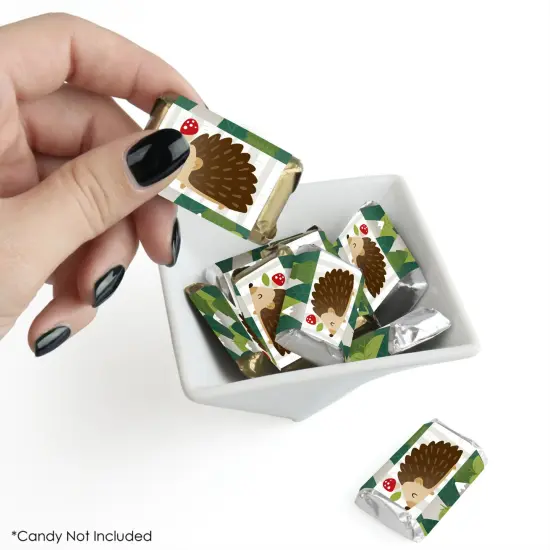Big Dot of Happiness Forest Hedgehogs - Mini Candy Bar Wrapper Stickers - Woodland Birthday Party or Baby Shower Small Favors - 40 Count {3}