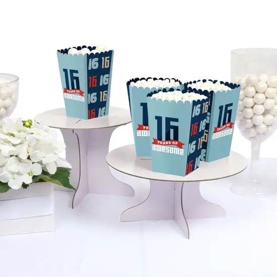 Big Dot of Happiness Boy 16th Birthday - Sweet Sixteen Birthday Party Favor Popcorn Treat Boxes - Set of 12 {4}