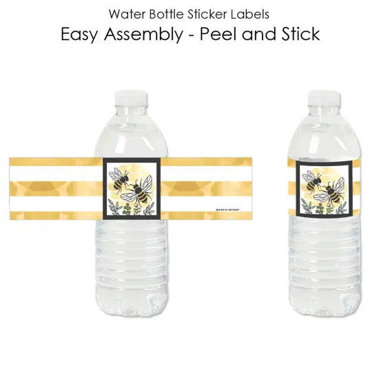Big Dot of Happiness Little Bumblebee - Bee Baby Shower or Birthday Party Water Bottle Sticker Labels - Set of 20 {3}