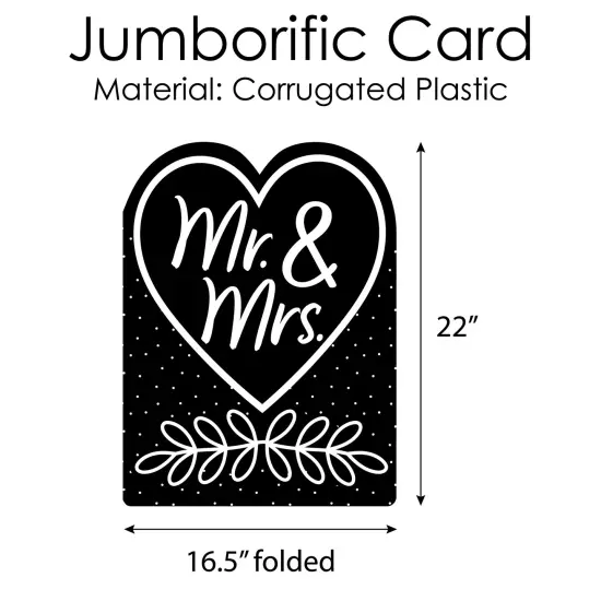 Big Dot of Happiness Mr. and Mrs. - Black and White Wedding Congratulations Giant Greeting Card - Big Shaped Jumborific Card {6}