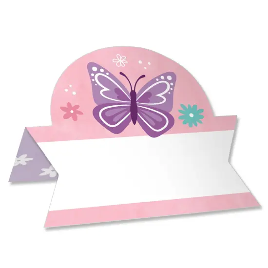 Big Dot of Happiness Beautiful Butterfly - Floral Baby Shower or Birthday Party Tent Buffet Card - Table Setting Name Place Cards - Set of 24 {1}