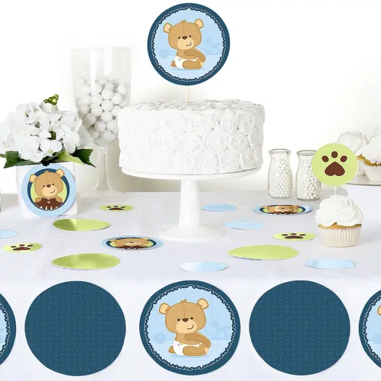 Big Dot of Happiness Baby Boy Teddy Bear - Baby Shower Giant Circle Confetti - Party Decorations - Large Confetti 27 Count {6}