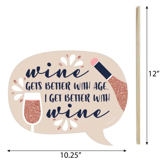 Big Dot of Happiness Funny But First, Wine - Wine Tasting Party Photo Booth Props Kit - 10 Piece {6}