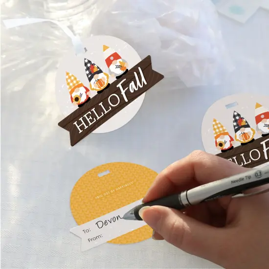 Big Dot of Happiness Fall Gnomes - Autumn Harvest Party Clear Goodie Favor Bags - Treat Bags With Tags - Set of 12 {4}