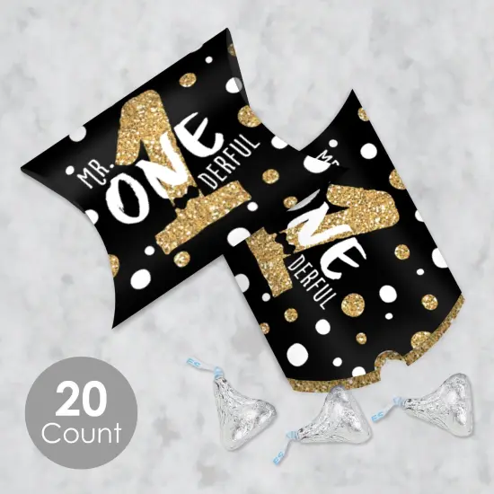 Big Dot of Happiness 1st Birthday Little Mr. Onederful - Favor Gift Boxes - Boy First Birthday Party Petite Pillow Boxes - Set of 20 {3}