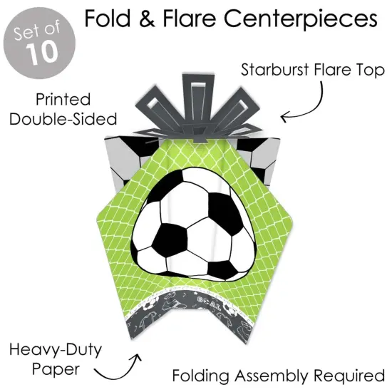 Big Dot of Happiness Goaal - Soccer - Table Decorations - Baby Shower or Birthday Party Fold and Flare Centerpieces - 10 Count {4}