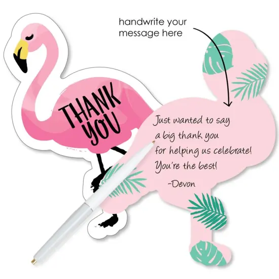 Big Dot of Happiness Pink Flamingo - Shaped Thank You Cards - Tropical Summer Party Thank You Note Cards with Envelopes - Set of 12 {3}