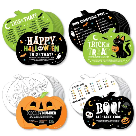 Big Dot of Happiness Jack-O'-Lantern Halloween - 4 Kids Halloween Party Games - 10 Cards Each - Gamerific Bundle {1}