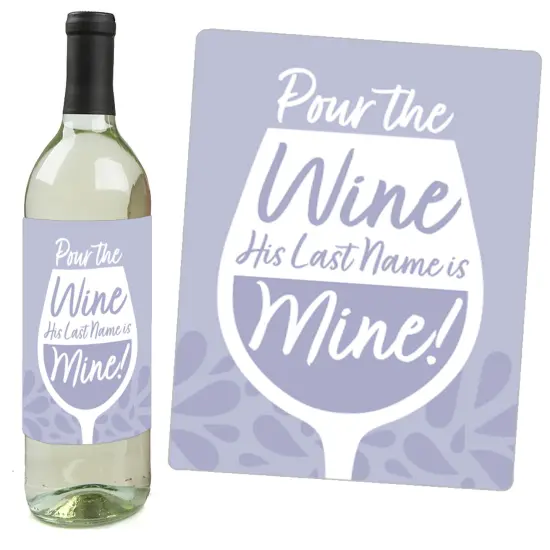 Big Dot of Happiness Purple Elegantly Simple - Wedding or Bridal Shower Guest Party Favors Decorations- Wine Bottle Label Stickers - Set of 4 {6}
