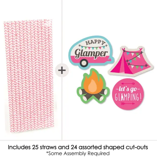 Big Dot of Happiness Let's Go Glamping - Paper Straw Decor - Camp Glamp Party or Birthday Party Striped Decorative Straws - Set of 24 {3}