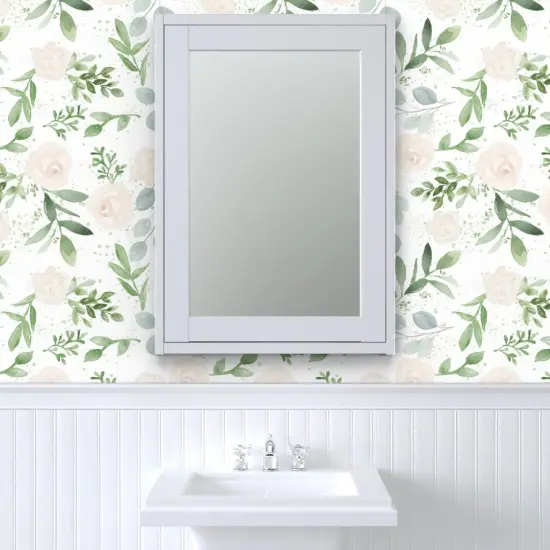 Peel & Stick Wallpaper 2FT Wide Floral Watercolor Botanical Garden Wedding Custom Removable Wallpaper by Spoonflower {6}