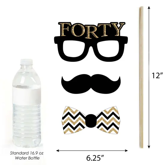 Big Dot of Happiness Adult 40th Birthday - Gold - Birthday Party Photo Booth Props Kit - 20 Count {6}