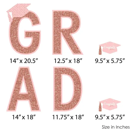 Big Dot of Happiness Rose Gold Grad - Large Graduation Party Decorations - GRAD - Outdoor Letter Banner {7}