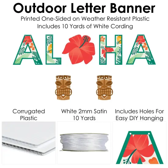 Big Dot of Happiness Tropical Luau - Hawaiian Beach Party Decorations - Aloha - Outdoor Letter Banner {6}