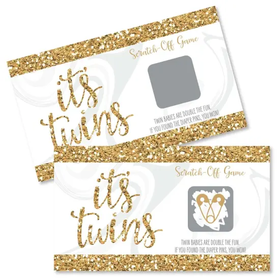 Big Dot of Happiness It's Twins - Gold Twins Baby Shower Game Scratch Off Cards - 22 Count {1}