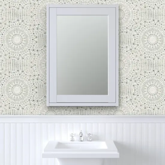 Peel & Stick Wallpaper 2FT Wide Rustic Boho Abstract Gray Neutral Bohemian Woven Look Distressed Custom Removable Wallpaper by Spoonflower {6}