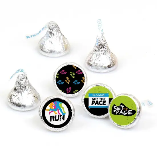 Big Dot of Happiness Set the Pace - Running - Track Cross Country Marathon Round Candy Sticker Favors - Labels Fits Chocolate Candy (1 Sheet of 108) {1}