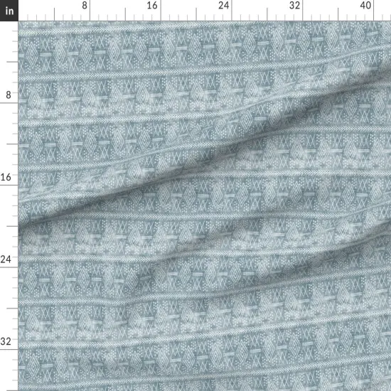 Various Fabrics by the Yard or Fat Quarter Small Scale Vintage Moroccan Dusty Blue Mudcloth Trendy Boho Custom Printed Fabric by Spoonflower {1}