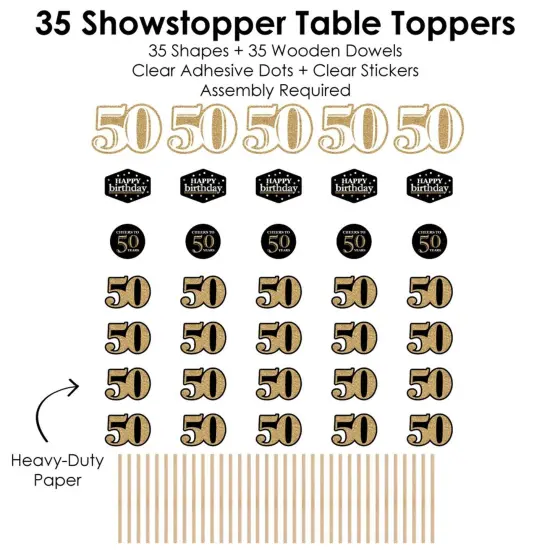 Big Dot of Happiness Adult 50th Birthday - Gold - Birthday Party Centerpiece Sticks - Showstopper Table Toppers - 35 Pieces {7}