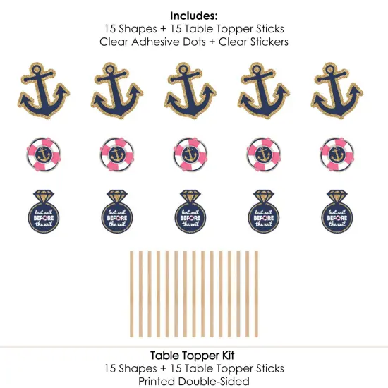 Big Dot of Happiness Last Sail Before the Veil - Nautical Bachelorette and Bridal Shower Centerpiece Sticks - Table Toppers - Set of 15 {7}