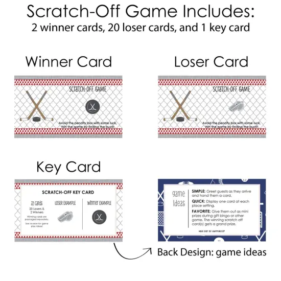 Big Dot of Happiness Shoots and Scores - Hockey - Baby Shower or Birthday Party Game Scratch Off Cards - 22 Count {6}