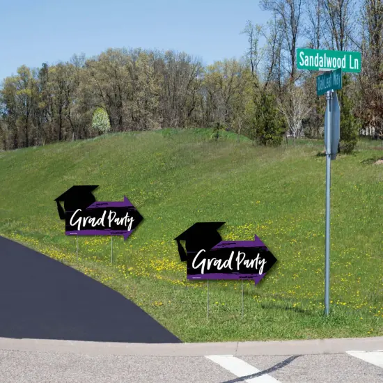 Big Dot of Happiness Purple Grad - Best is Yet to Come - 2 Grad Party Arrows and 1 Welcome/Thank You Lawn Sign - Double Sided Yard Sign Set - 3 Pieces {6}