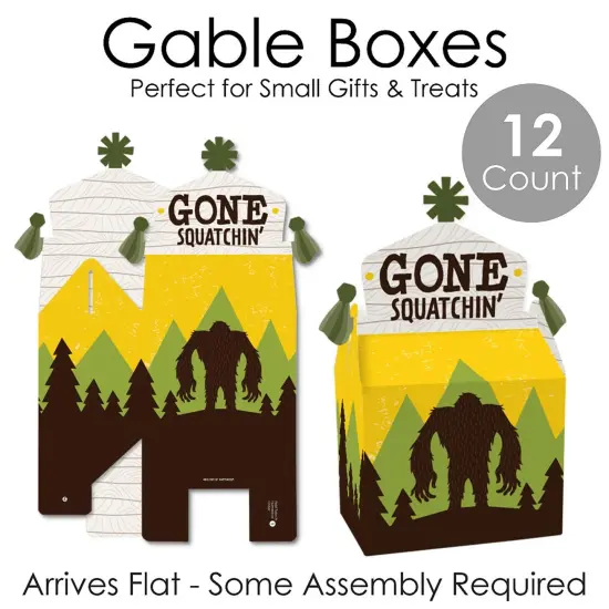 Big Dot of Happiness Sasquatch Crossing - Treat Box Party Favors - Bigfoot Party or Birthday Party Goodie Gable Boxes - Set of 12 {7}