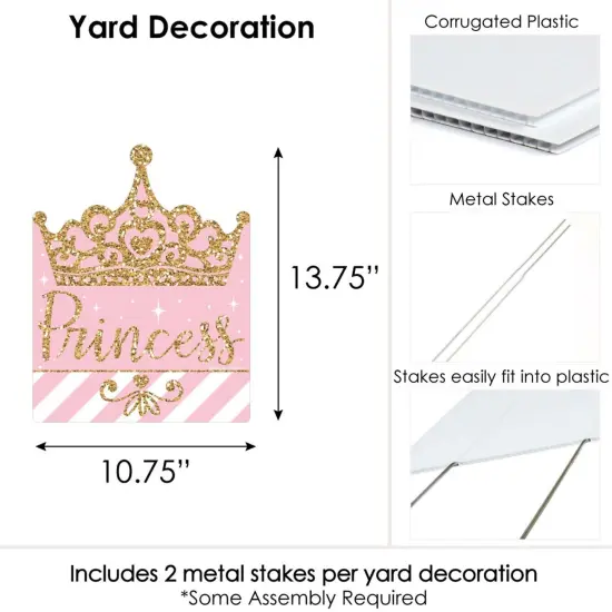 Big Dot of Happiness Little Princess Crown - Outdoor Lawn Sign - Pink and Gold Princess Baby Shower or Birthday Party Yard Sign - 1 Piece {7}