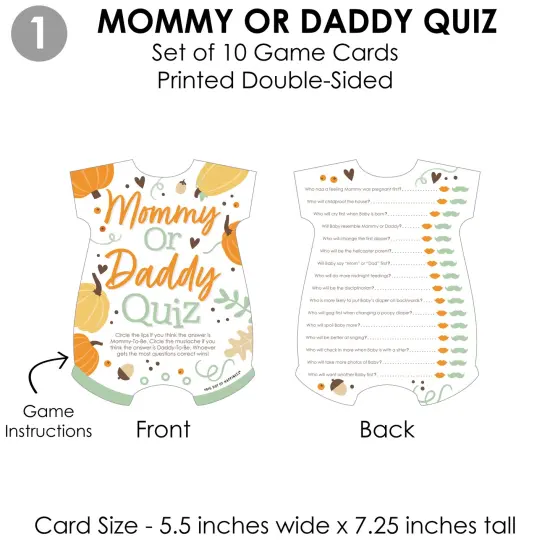 Big Dot of Happiness Little Pumpkin - Baby Shower Games Who Knows Mommy Best, Mommy or Daddy Quiz,&nbsp;What&rsquo;s in Your Purse and Oh Baby - Gamerific Bundle {6}