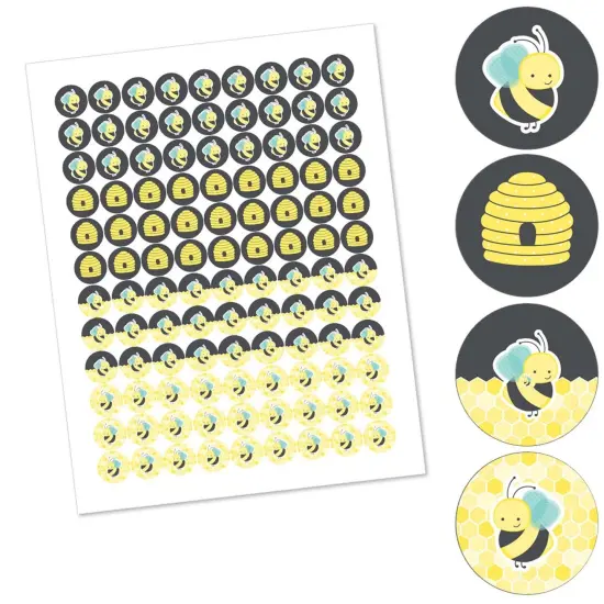 Big Dot of Happiness Honey Bee - Baby Shower or Birthday Party Round Candy Sticker Favors - Labels Fits Chocolate Candy (1 sheet of 108) {3}
