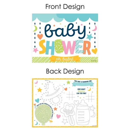 Big Dot of Happiness Colorful Baby Shower - Paper Gender Neutral Party Coloring Sheets - Activity Placemats - Set of 16 {7}