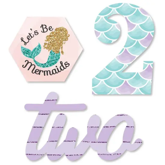 Big Dot of Happiness 2nd Birthday Let's Be Mermaids - DIY Shaped Second Birthday Party Cut-Outs - 24 Count {1}