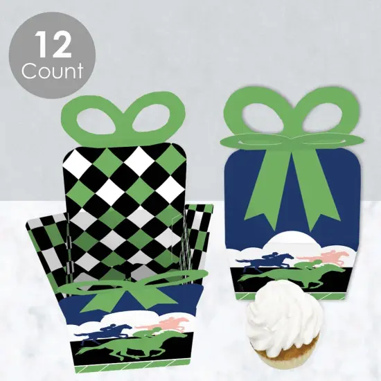 Big Dot of Happiness Kentucky Horse Derby - Square Favor Gift Boxes - Horse Race Party Bow Boxes - Set of 12 {4}