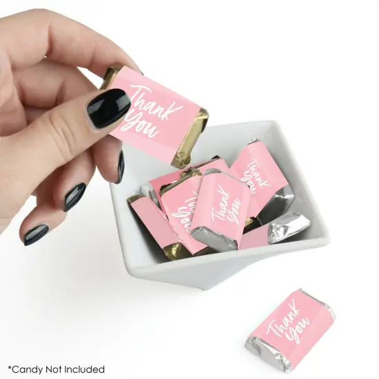 Big Dot of Happiness Pink Elegantly Simple - Mini Candy Bar Wrapper Stickers Party Small Favors 40 Ct {3}