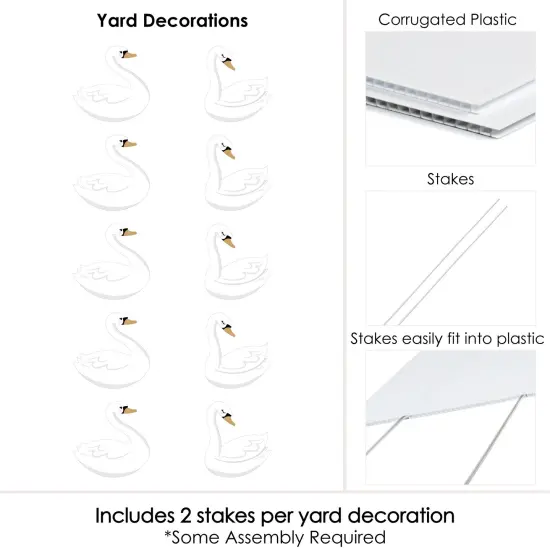 Big Dot of Happiness Swan Soiree - Lawn Decorations - Outdoor White Swan Baby Shower or Birthday Party Yard Decorations - 10 Piece {7}