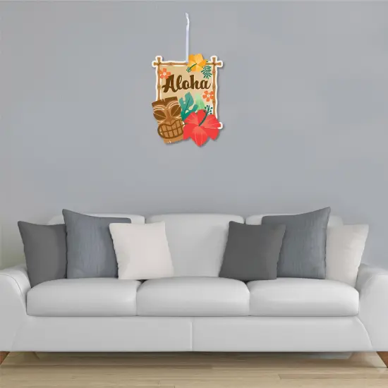 Big Dot of Happiness Tropical Luau - Hanging Porch Hawaiian Beach Party Outdoor Decorations - Front Door Decor - 1 Piece Sign {4}